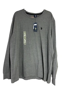 U.S. Polo Assn Shirt Mens Size 2XL Gray Long Sleeve Crew Neck Navy Top LOGO NWT - Picture 1 of 5