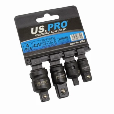 4PC Impact Socket Adaptor Set | Step Up/Down Reducer | 1/2" 3/8" 1/4" Drive | CR - Image 1 of 4