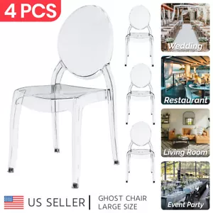 Set of 4 Oversized Ghost Chairs Heavy Duty Clear Acrylic for Banquet Halls/Event - Picture 1 of 14