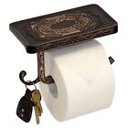 Reversible Toilet Paper Holder with Phone Shelf and Bathroom Hook, Vintage De...