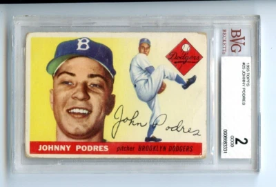 1955 Topps Johnny Podres Brooklyn Dodgers #25 🚀😳💥 BVG grado 2 Foto 1 de 2