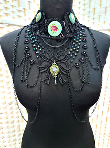Lovely Statement Necklace By Michal Negrin Elegant Style With Crystals ISRAEL 3