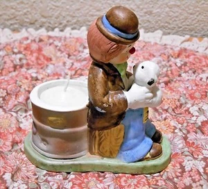 Portacandele con candela Jasco Happy Hobo fine porcellana biscé 1983 - Foto 1 di 8