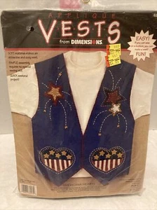 Vtg Applique Vests By Dimension Americana Hearts 4th of July 1996 Style 62095 - Picture 1 of 10