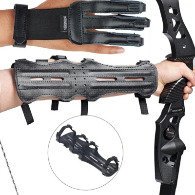 Archery Arm Guard Finger Guard Protective Gloves Recurve Compound Bow Hunting - Image 1 of 4