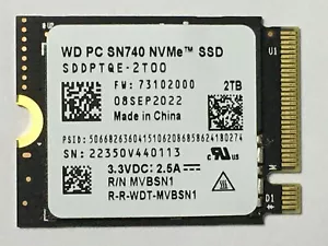 WD PC SN740 2TB M.2 2230 SSD NVME Express PCIe 4.0×4 - Picture 1 of 8