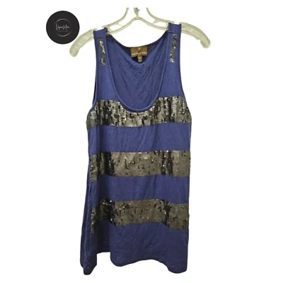 Fenn Wright Manson Women's Size XL Blue Sequin Tank Top Sleeveless Scoop Neck - Image 1 of 4