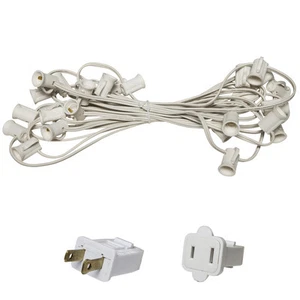 25ft C7 Christmas Light Stringer Indoor Outdoor Lighting Patio 25 Sockets White  - Picture 1 of 1