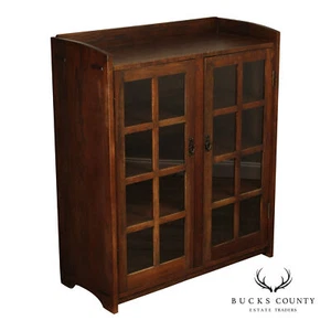 Antique Mission Oak Two Door Bookcase - Picture 1 of 20