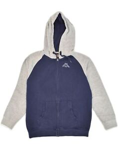 KAPPA Mens Zip Hoodie Sweater Medium Navy Blue Colourblock Cotton OM04