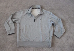 Nautica Sweater Men's L Grey 1/4 Zip Pullover Sweatshirt Ribbed Hem, Cuffs, VGC - Picture 1 of 10