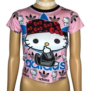 Hello Kitty Graphic Baby Tee Kids Size 10 Short Sleeve Adidas - Picture 1 of 10