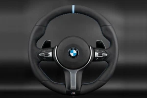 BMW F30 F31 F20 X4 X5 X6 M Flat Bottom Steering Wheel Nappa Blue Ring - Picture 1 of 9