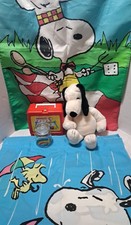 Lot of 5 Snoopy Items 1965 Rainbow Goodies Jar 🌈 2 Flags, Lunchbox & 1972 Plush