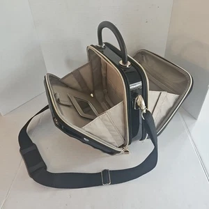 Triforce Sienna Hard Side Luggage Beauty Case Black Modern Polycarbonate w/Strap - Picture 1 of 23
