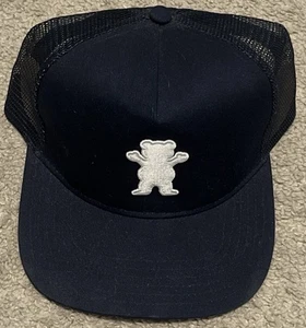 Gorra de camionero Grizzly azul marino con logotipo de oso gorra de malla con cierre a presión - Imagen 1 de 5