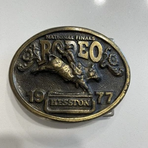 Vintage 1977 Hesston National Finals Rodeo Belt Buckle - Picture 1 of 2
