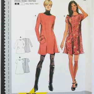 90s Burda Pattern 3060 Womens Short Dress Fitted Short Long Sleeve 8-18 - Picture 1 of 3