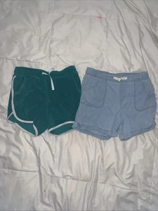 Girls 2 Pack Bundle Of Shorts Teal and Denim Cat And Jack And Wonder Nation - Picture 1 of 4