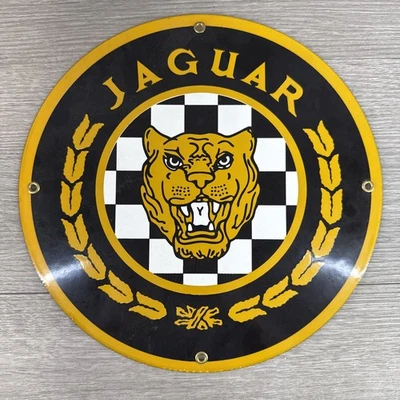 Vintage Jaguar Car Porcelain  Sign 11.5 x 11.5 - Image 1 of 4