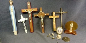 20 Christian Catholic Cross Angel Pin Crucifix Virgin Mary Sacred Heart Vintage - Picture 1 of 24