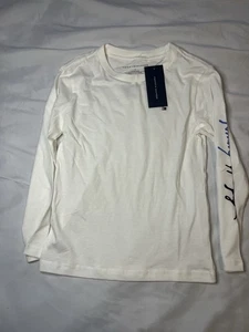 Tommy Hilfiger Boy's White Long Sleeve Shirt W/ Logo On Sleeve - Size 5 - Picture 1 of 5