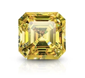 7mm Yellow Asscher Cut Lab Grown Diamond VVS1 Fancy Loose Gemstone Certified - Picture 1 of 4