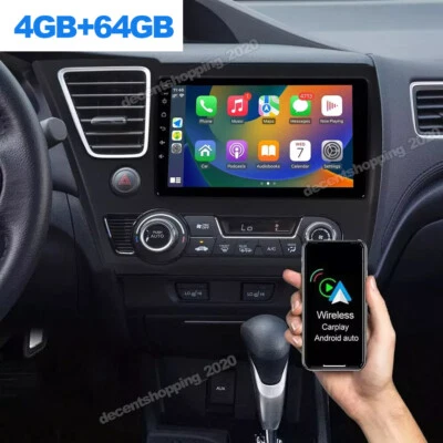 For 2013-2015 Honda Civic Apple Carplay Car Radio Android 13 GPS Navi BT 4+64GB - Image 1 of 4
