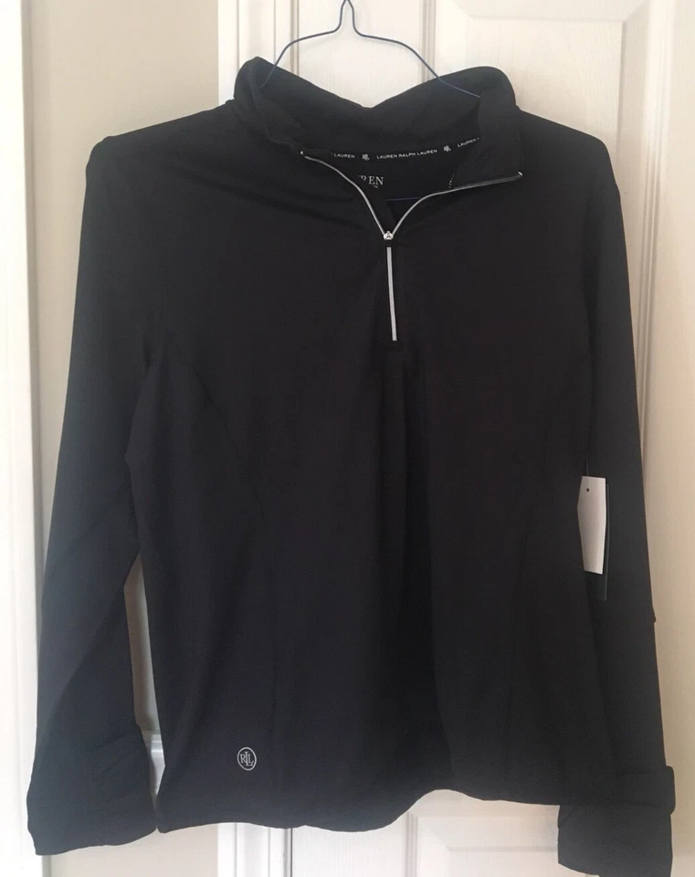Lauren Ralph Lauren Woman's Pullover 1/4 Zip Active Wear Black Size XS