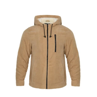 Chaqueta con capucha de lana forrada Sherpa para hombre | Abrigo de invierno con cremallera completa | Cálido y acogedor Foto 1 de 4