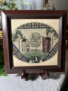Primitive Tapestry Wall Hanging Amish Farm Scene - Picture 1 of 13