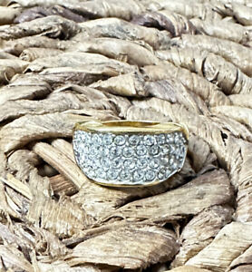 Elizabeth Taylor Avon Cocktail Ring Size 10 Gold Tone Crystal Cluster 