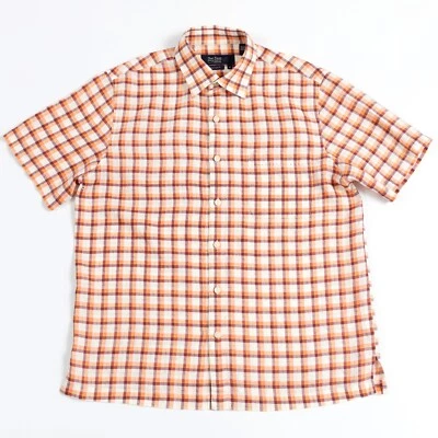 Nat Nast Men's100% Linen Plaid  Vented Short Sleeve Button Up Shirt Medium - Image 1 of 4