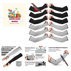 6 Pairs Level 5 Cut Resistant Sleeves with Thumb Hole 18 Inches Arm Protectio... - Picture 1 of 8