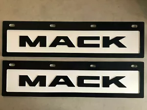 Set of 2 New White Genuine Mack Brand Short Truck Bumper Bar Mudflaps 24" x 6" - Picture 1 of 1
