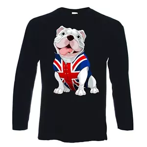 BRITISH BULLDOG LONG SLEEVE T-SHIRT - Union Jack Bull Dog - Choice Of Colours - Picture 1 of 5