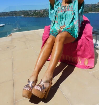 Vintage Vince Camuto Sexy Unabashed Glamour Bronze Platform Heels Size 10 B 40 - Image 1 of 4