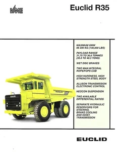 Equipment Brochure - Euclid - R35 - Mining Haul Dump Truck - c1992 (E8427) - Picture 1 of 1