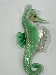 Murano Green Blown Glass Seahorse Pendant - Picture 1 of 5