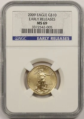 2009 Gold Eagle $10 NGC Early Releases MS 69 Quarter-Ounce 1/4 oz Fine Gold - Image 1 of 4