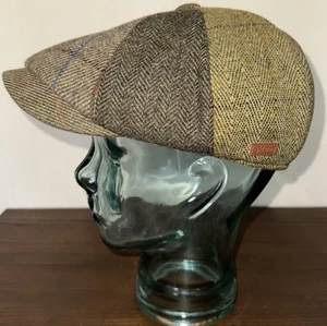 100% Wool Tweed 8 Panel Newsboy Baker Boy Gatsby Flat Cap From Major 56-58.5cm - Picture 1 of 10