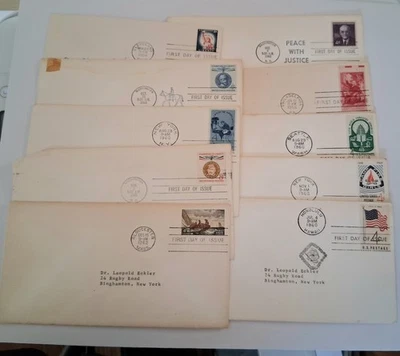 Lot of 10 FDC USA First Day Issue Cover Stamps from Leopold Eckler - Image 1 of 2
