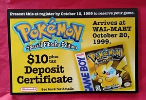 Original Nintendo 1999 Pokemon Special Pikachu Edition Deposit Certificate - Bild 1 von 2