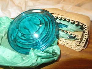 3 Vtg NOS Kopp Glass Railroad Switch/Lantern/Marker Lamp Lenses Blue-Green - Picture 1 of 5