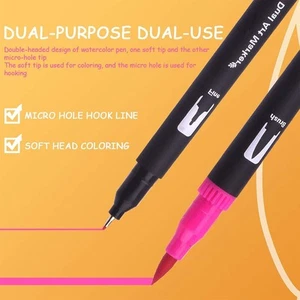 Laconile Colouring Pens,120 Dual Tip Brush Pens Watercolour Brush Fineliner Felt - Picture 1 of 9