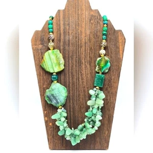 Artisan Made Chrysoprase Prasiolite Necklace Green Genuine Stone Statement - Picture 1 of 5