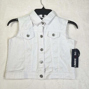 Chaleco vaquero Limited Too niñas talla 12 bolsillos abotonados blanco - Imagen 1 de 8