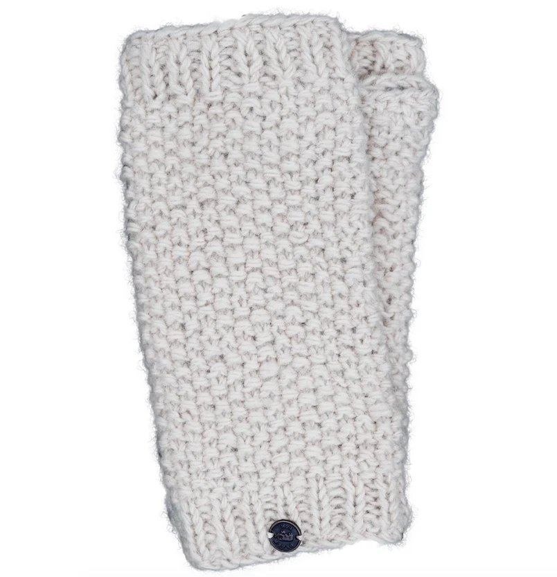 Black Yak 100% Pure New Wool Moss Stitch Wristwarmers - Cream - Image 1 of 1