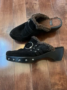 Vintage Y2K Stuart Weitzman Circuit Cola Sport Suede Black  Clog Women’s 8 - Picture 1 of 10