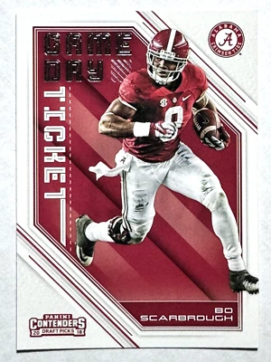 ROOKIE CARD BO SCARBROUGH Detroit Lions, Cowboys 2018 Panini Contenders Card #19 - Image 1 of 2